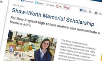 Shaw Worth memorial Scholarship humane society